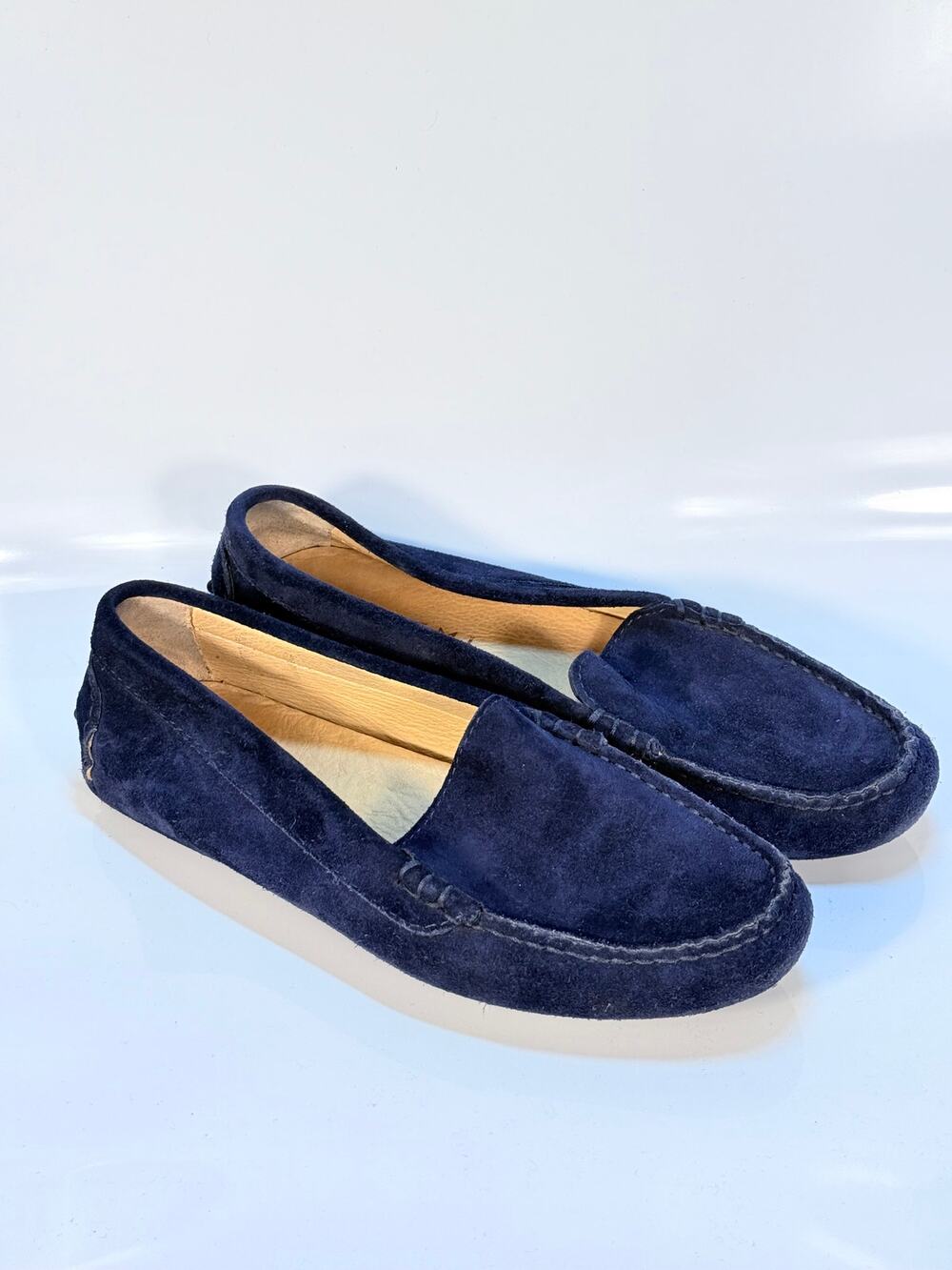 M.Gemi Felize Suede Driving Loafers Midnight Blue Italian Moccasins Women 36/ 6